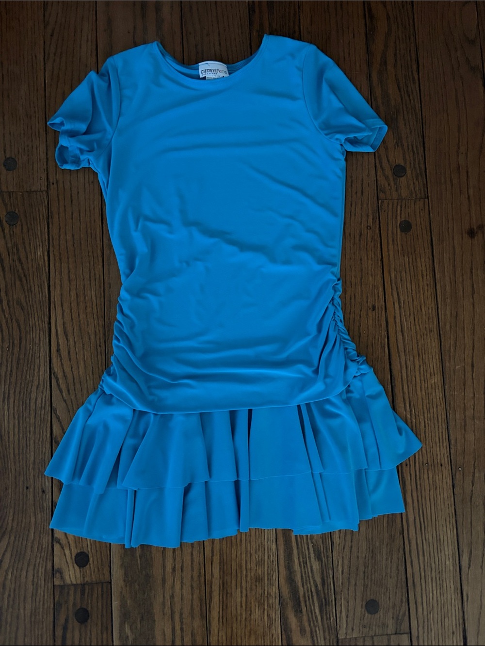Girls' Turquoise Ruffled Hem Casual Dress